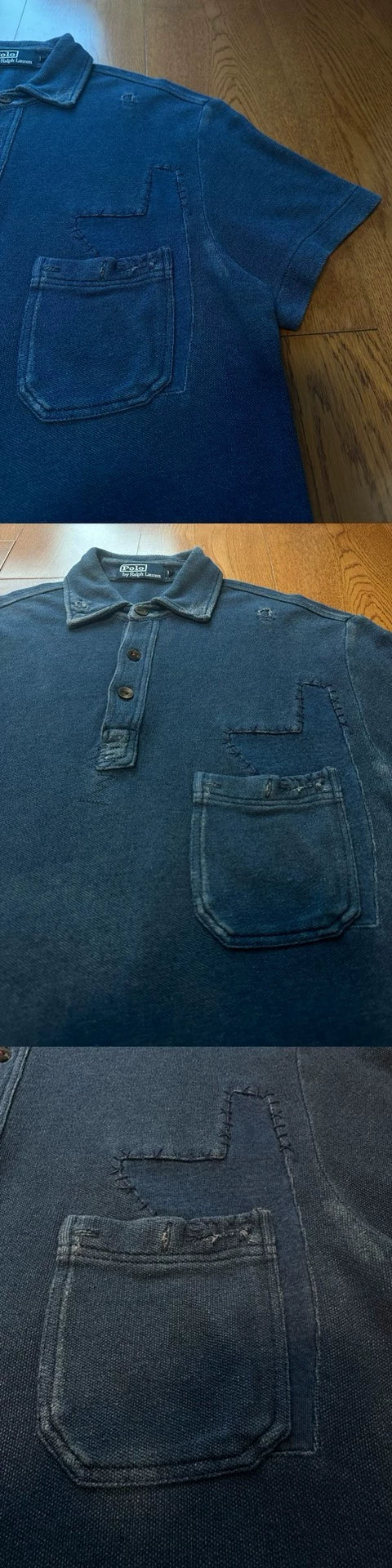 kapital Short sleeve with blue dye as old thorn patch