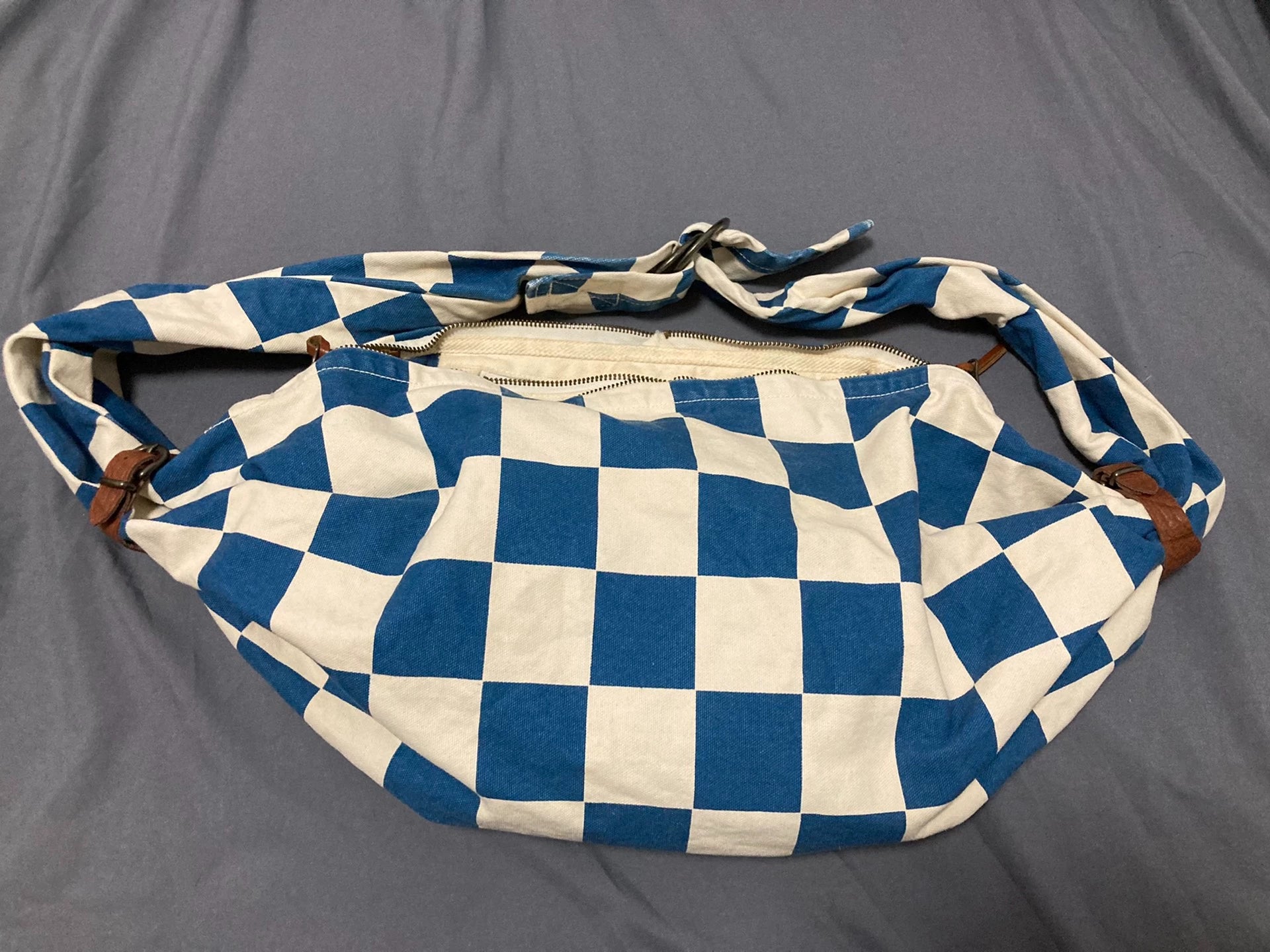 kapital Stray bag blue and white checkerboard