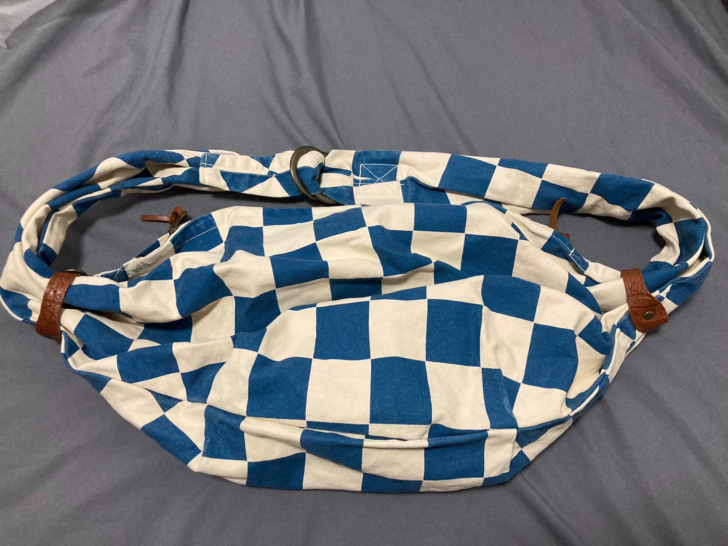 kapital Stray bag blue and white checkerboard