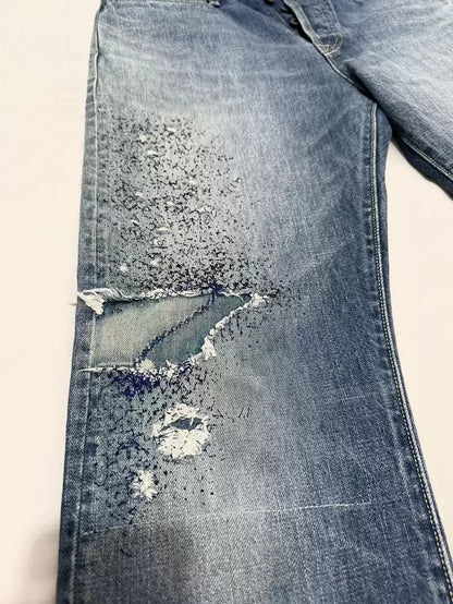 Kapital washing destroys thorn jeans