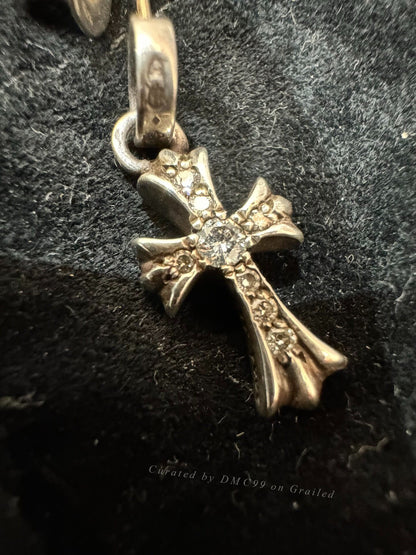 Chrome Hearts Silver Baby Fat Diamond Earrings