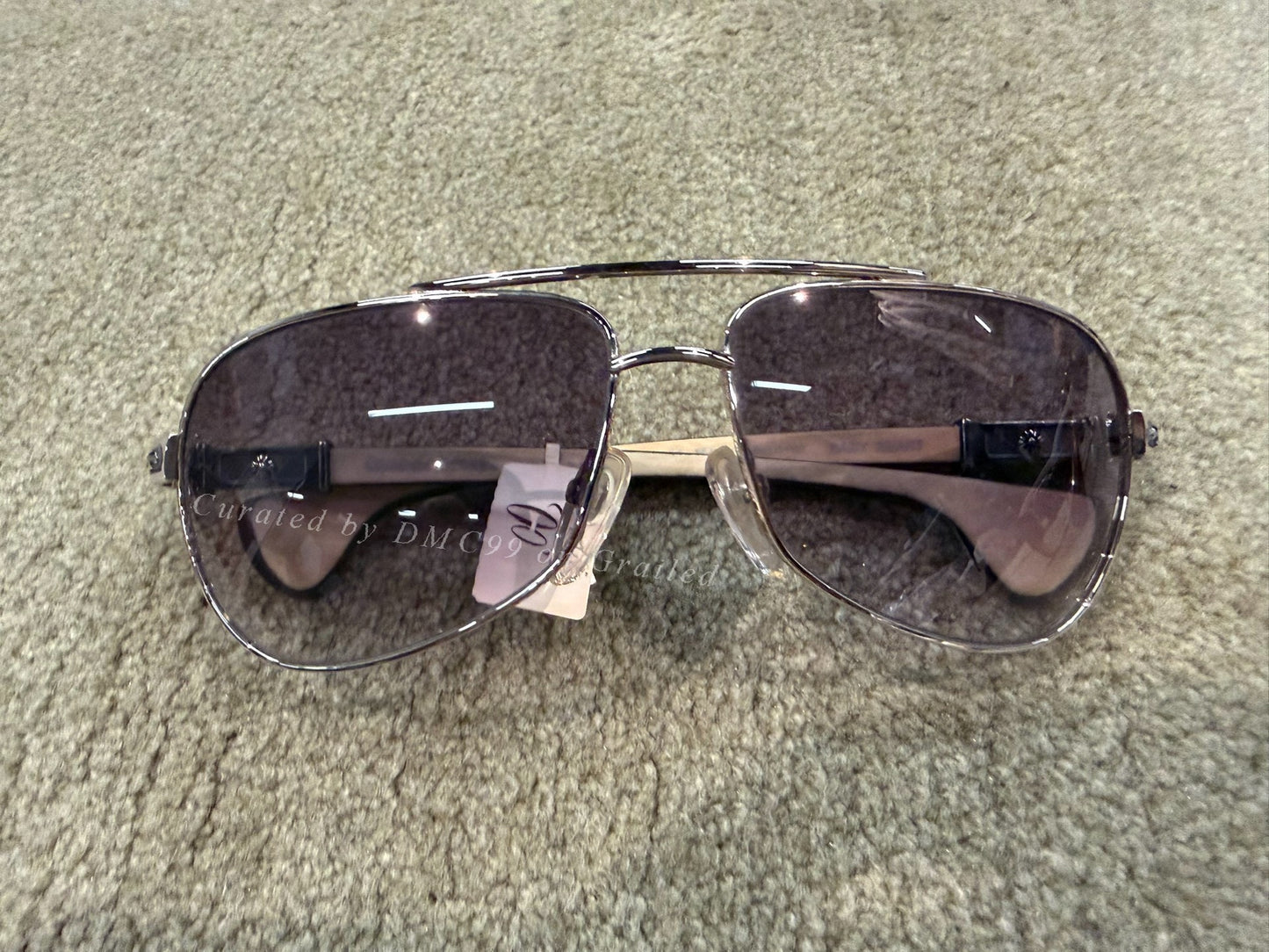 Chrome Hearts Cross Wood Frame Aviator Sunglasses