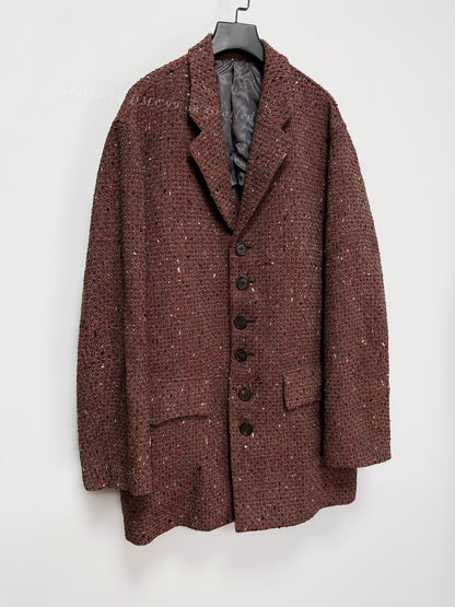 Y's for Men Hand-Knit Multi Wool Coat