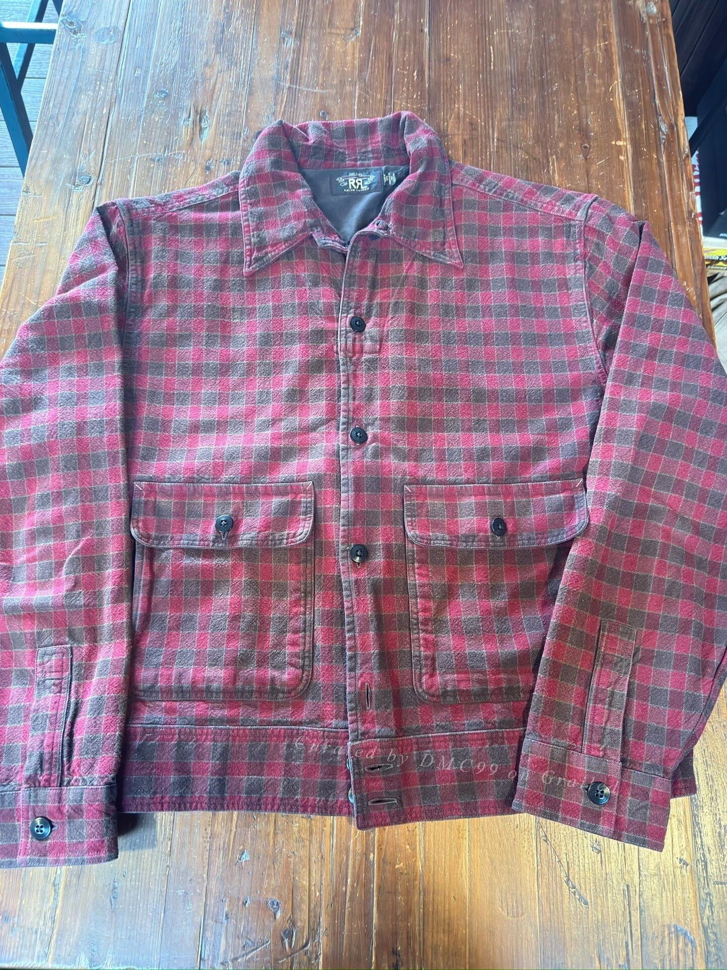 RRL Ralph Lauren Red Gray Plaid Work Jacket