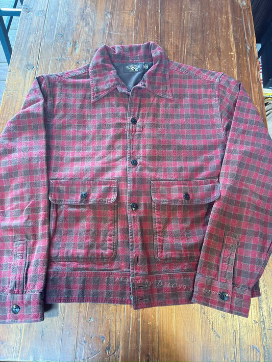 RRL Ralph Lauren Red Gray Plaid Work Jacket