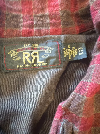 RRL Ralph Lauren Red Gray Plaid Work Jacket