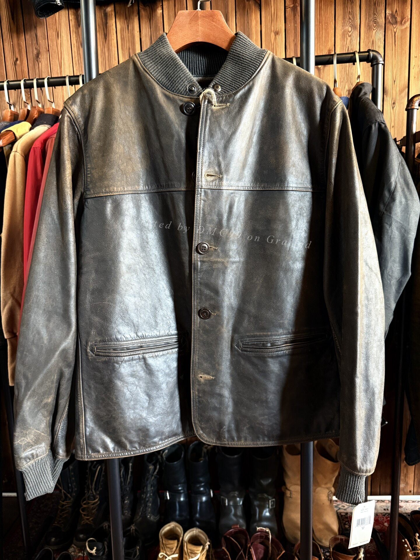 RRL Ralph Lauren Baseball Collar Leather Jacket