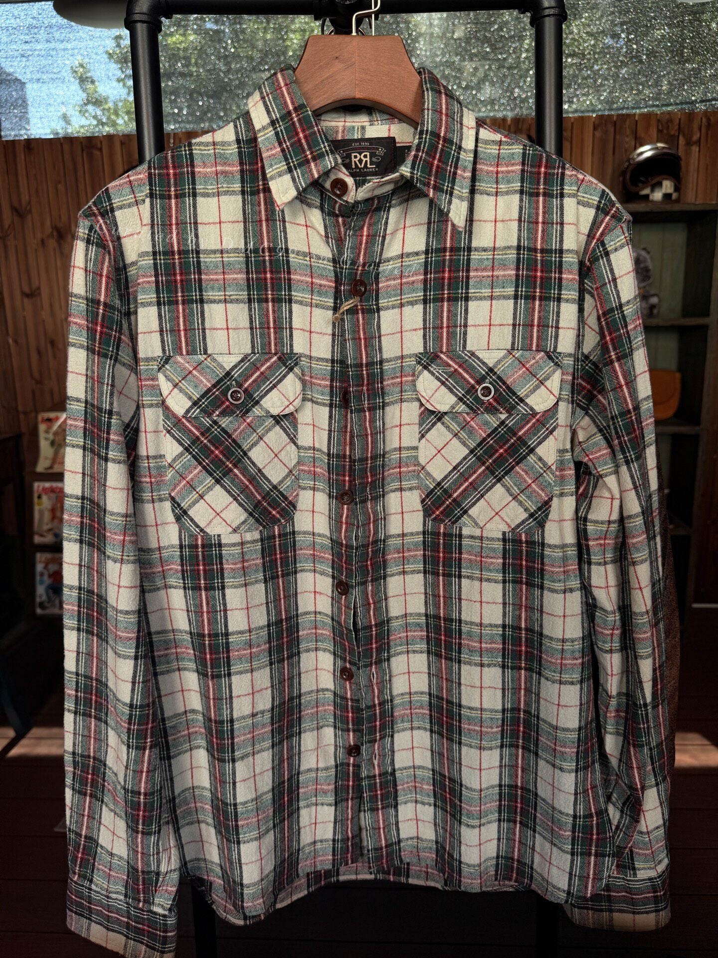 RRL Plaid Cotton Long Sleeve Shirt