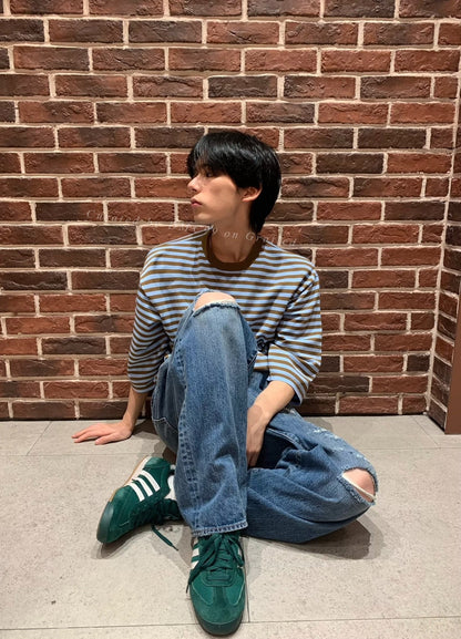 BEAMS 26SS Striped Loose Short Sleeve T-shirt