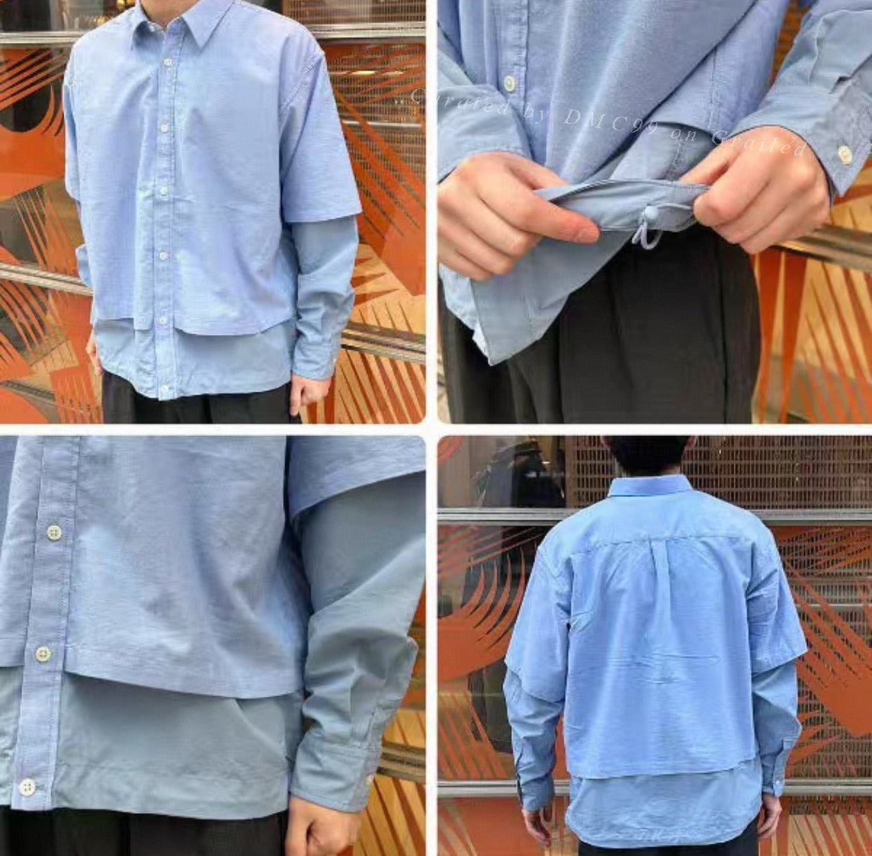 Beams Layered Paneled Long-Sleeve Shirt