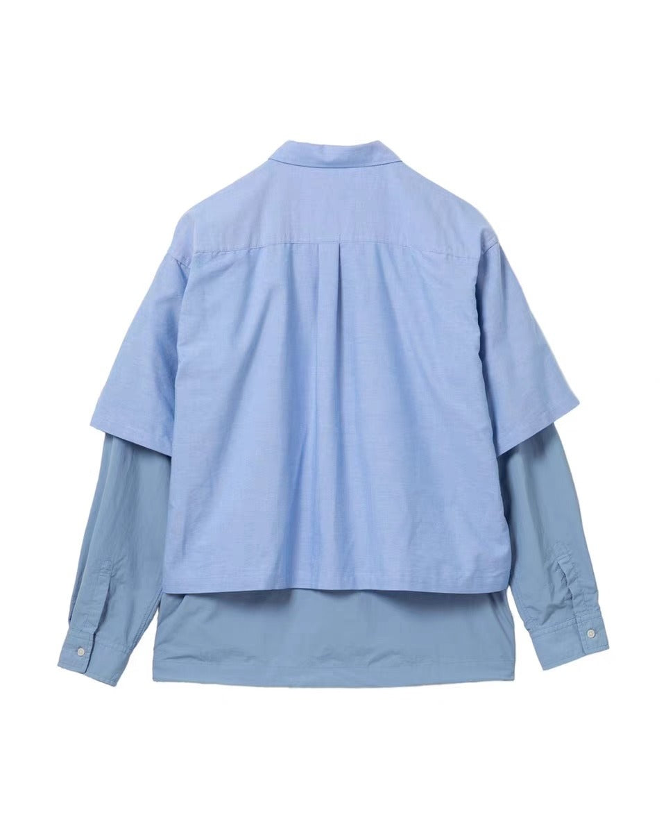 Beams Layered Paneled Long-Sleeve Shirt