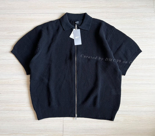 Beams Hollow Knit Zip Short Sleeve Cardigan