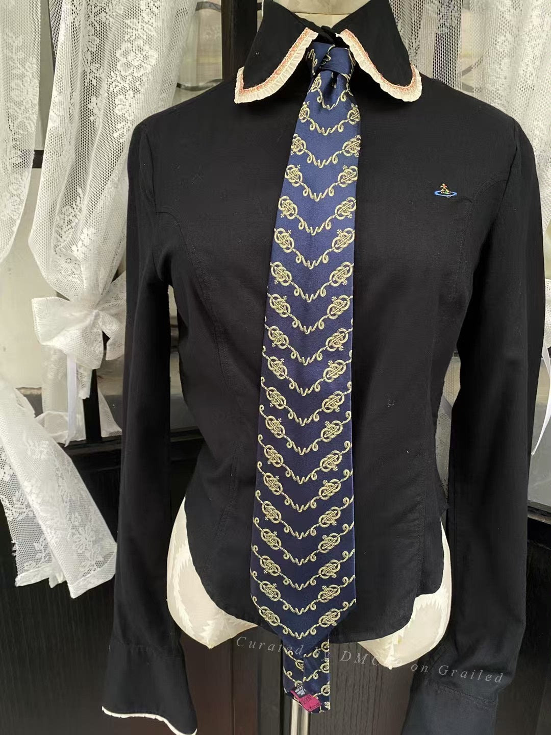 Vivienne Westwood Navy Gold Rope Tie