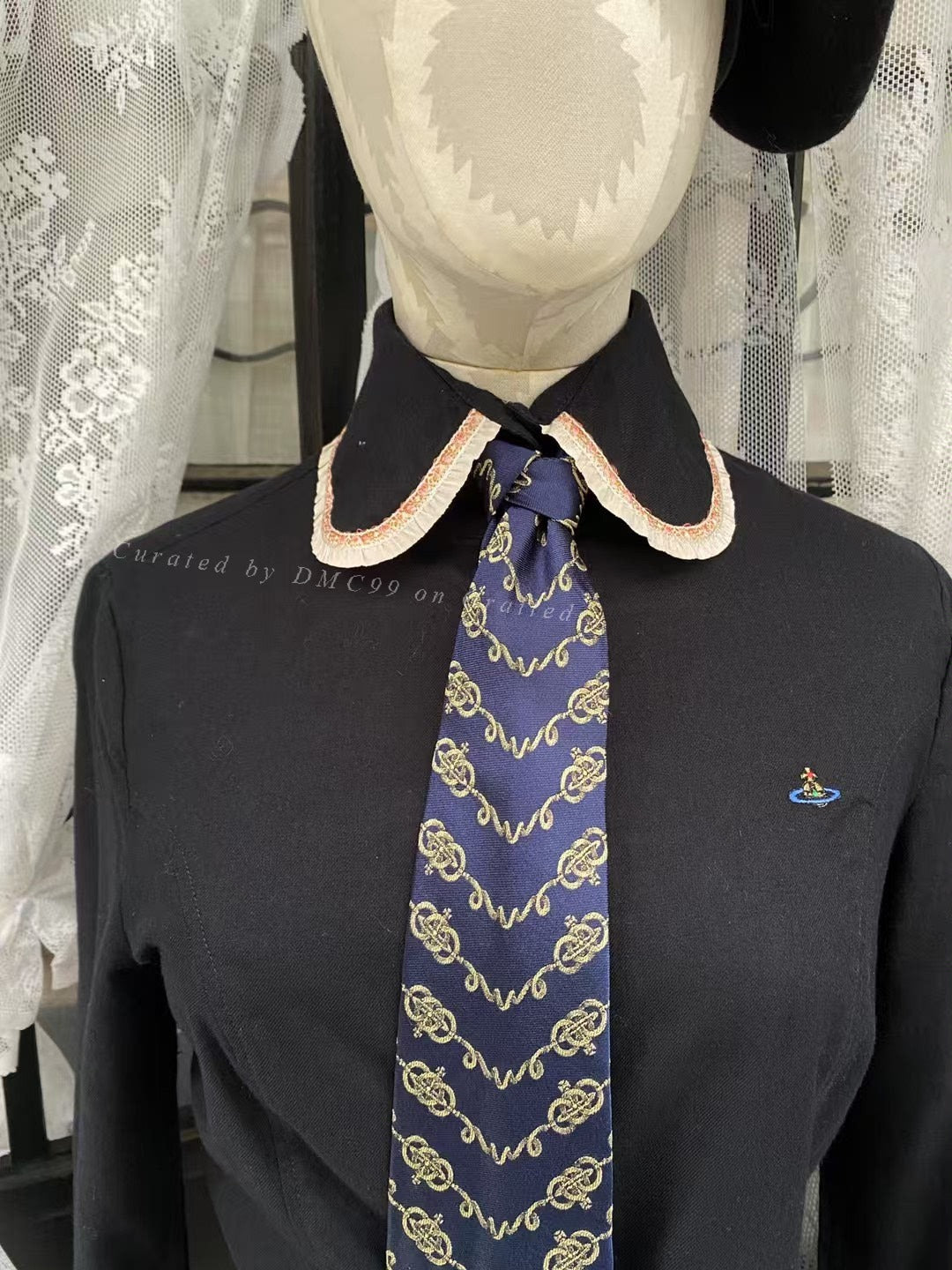 Vivienne Westwood Navy Gold Rope Tie