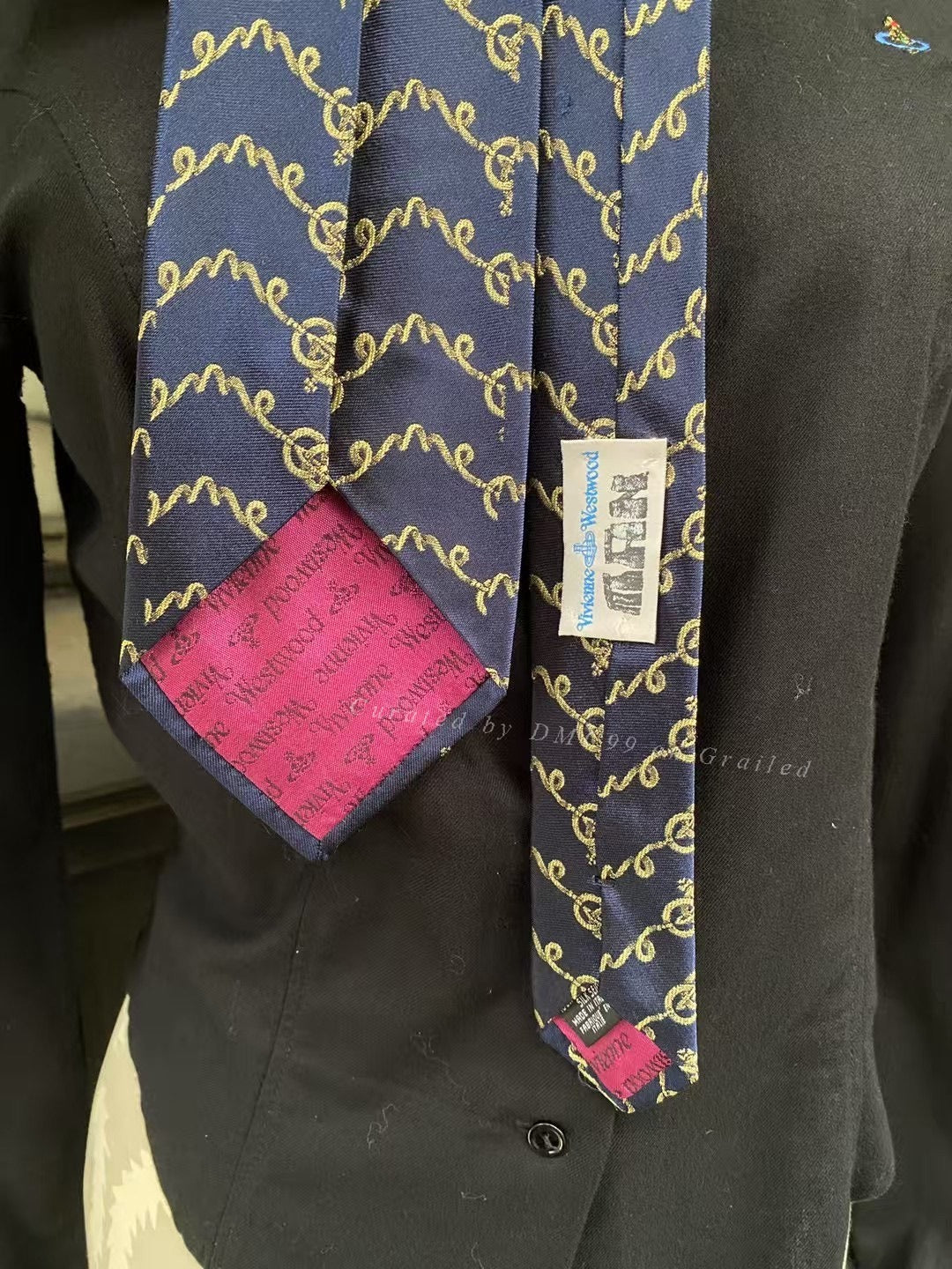 Vivienne Westwood Navy Gold Rope Tie