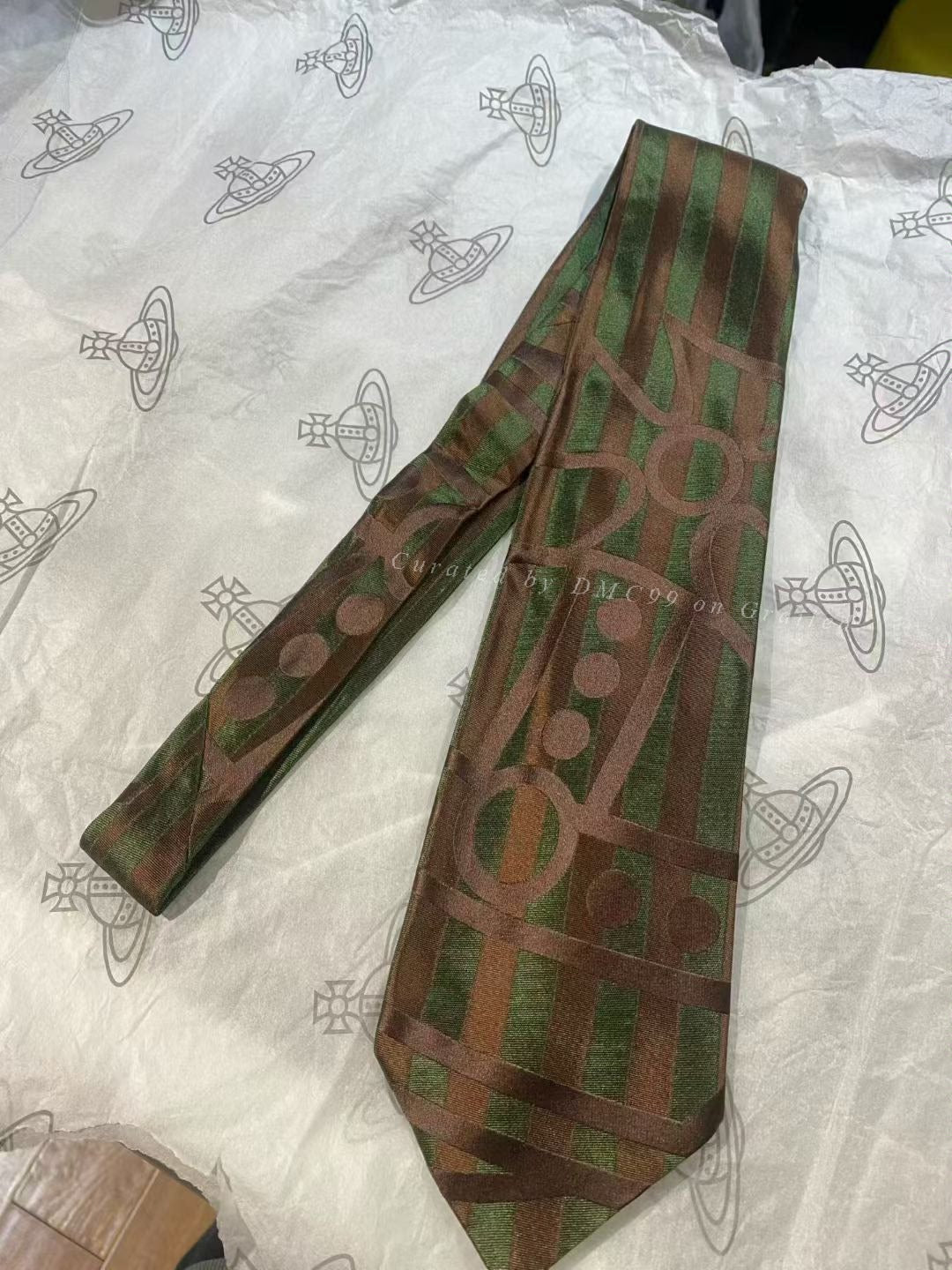 Vivienne Westwood Military Green Stripe Saturn Tie