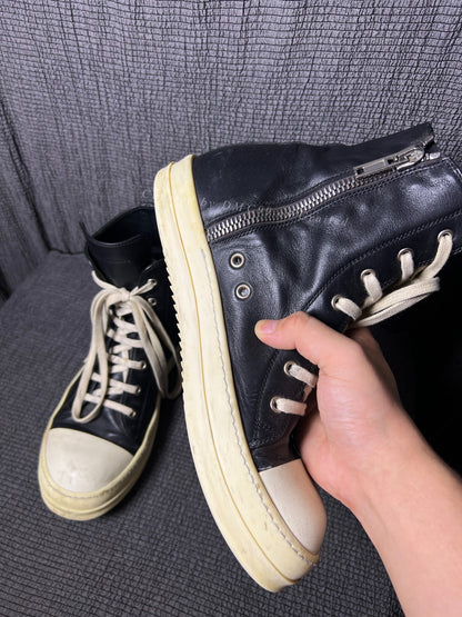 Rick Owens 17ss Leather High-Top Sneakers