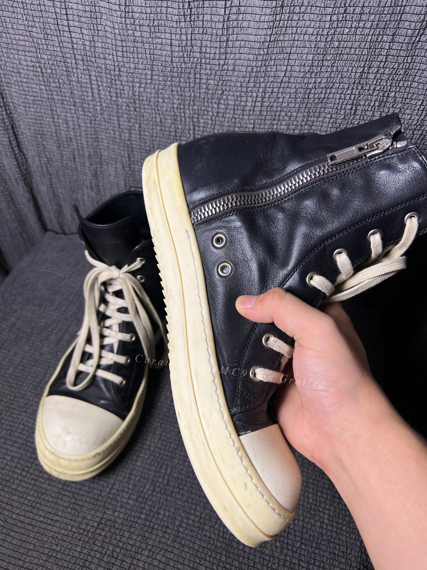 Rick Owens 17ss High-Top Leather Sneakers