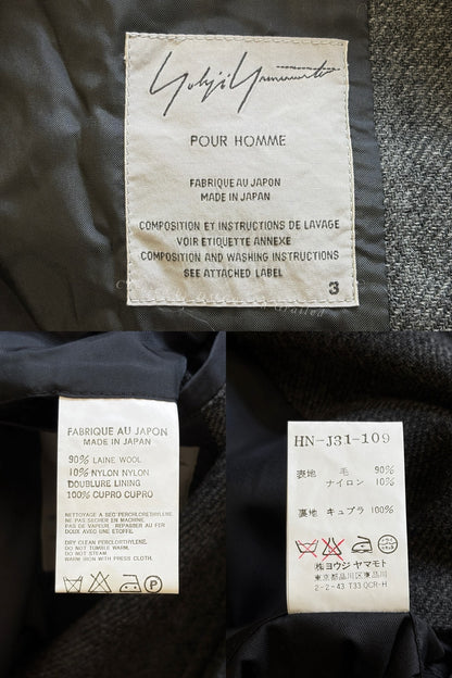 Yohji Yamamoto 05AW Pleated Silver Buckle Blazer
