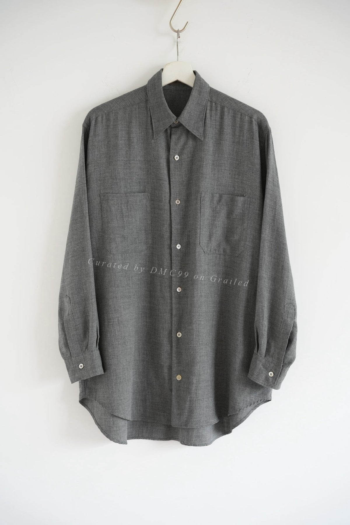 Yohji Yamamoto 80s Scissors Collar Wool Gray Shirt