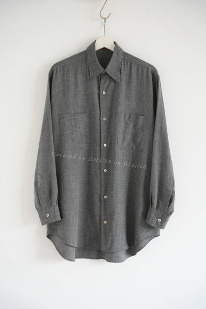 Yohji Yamamoto 80s Scissors Collar Wool Gray Shirt