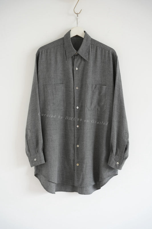 Yohji Yamamoto 80s Scissors Collar Wool Gray Shirt