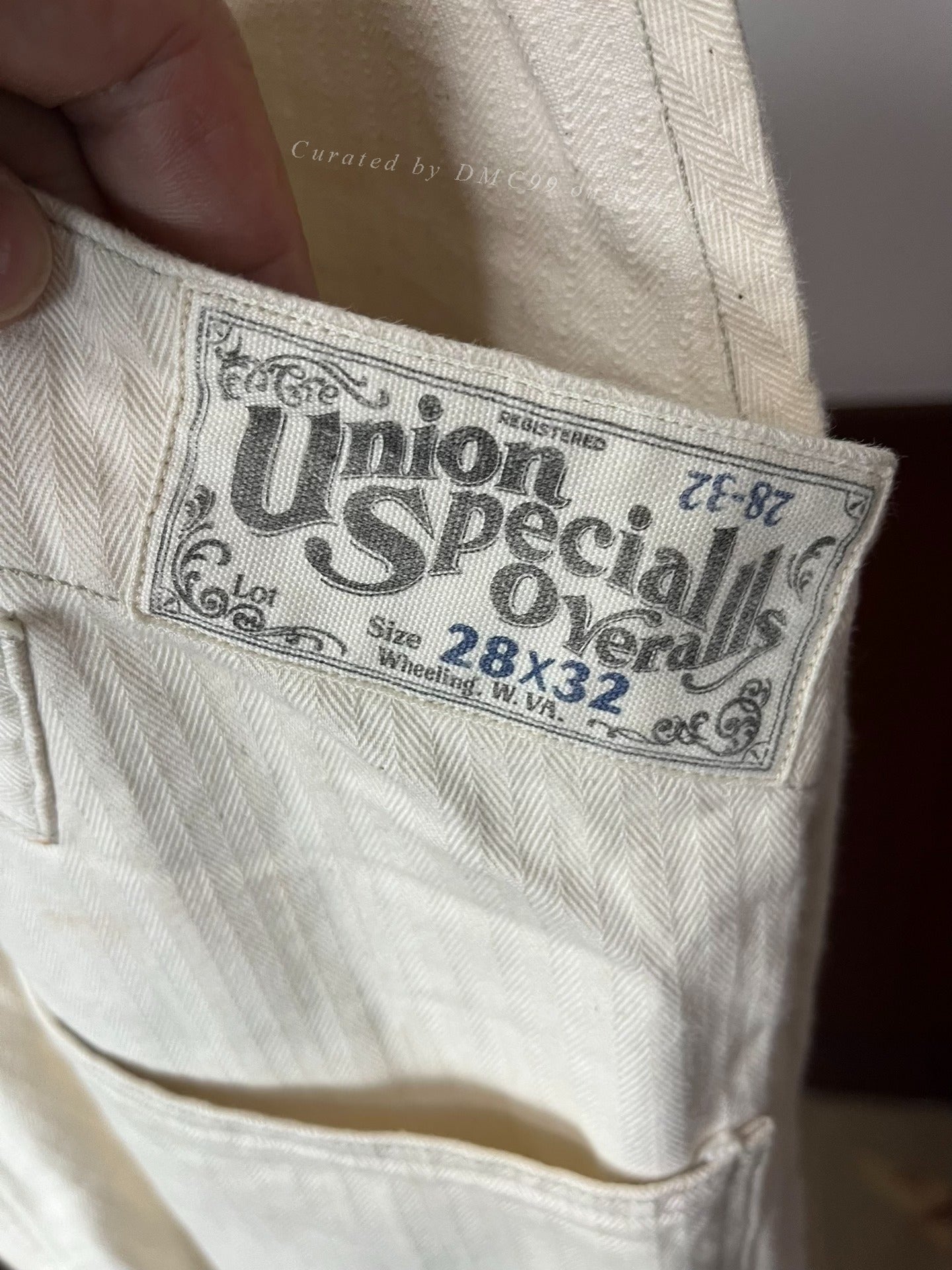 Freewheelers White Herringbone Overalls