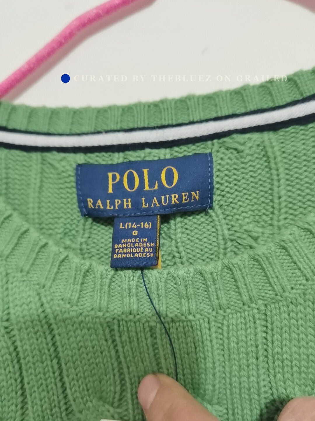 Ralph Lauren Green Cable Sweater L