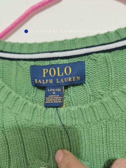 Ralph Lauren Green Cable Sweater L