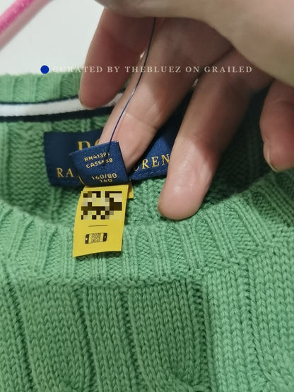 Ralph Lauren Green Cable Sweater L
