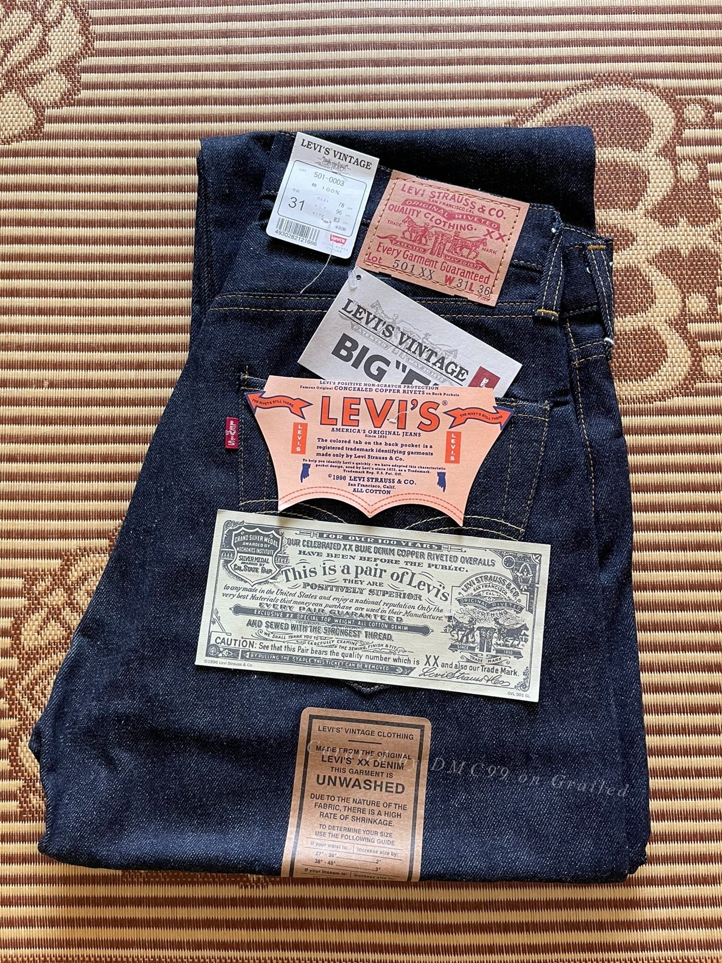 Levi's LVC 501XX Raw Denim Jeans