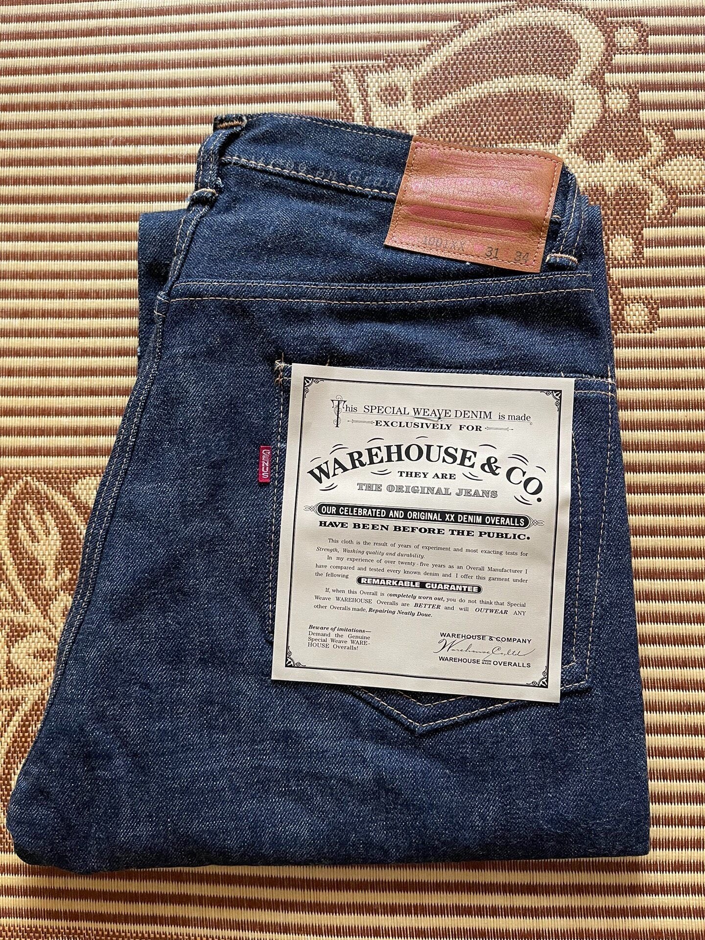 Warehouse 1001xx Raw Denim Jeans