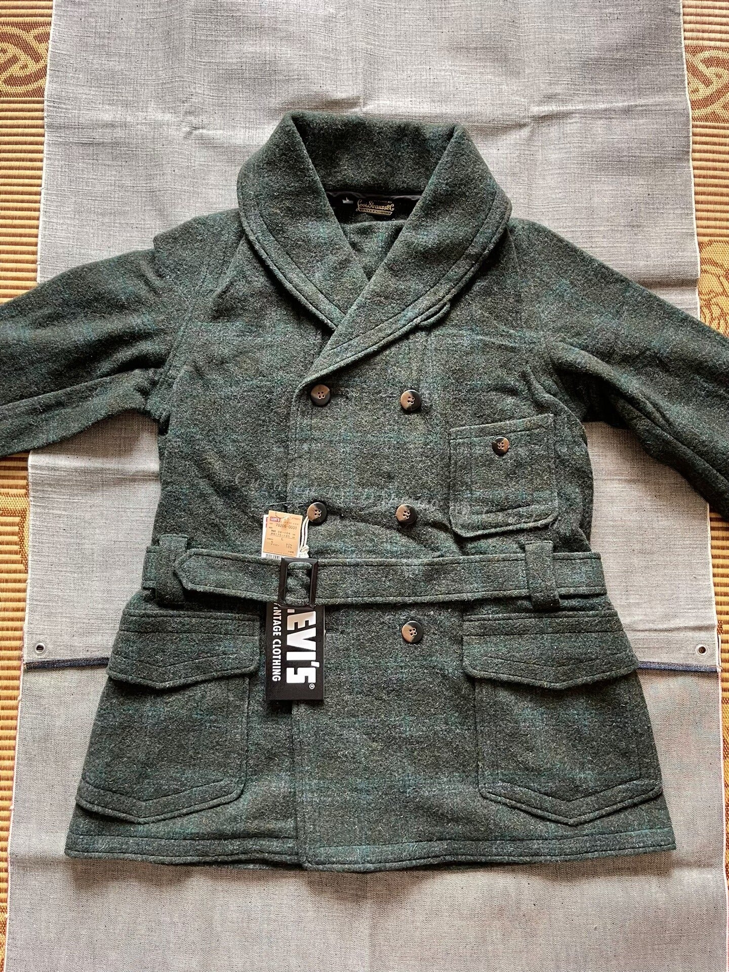 Levi's LVC Shawl Collar Wool Plaid Coat