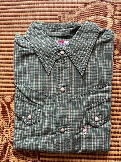Levi's LVC Green Plaid Long-Sleeve Shirt L