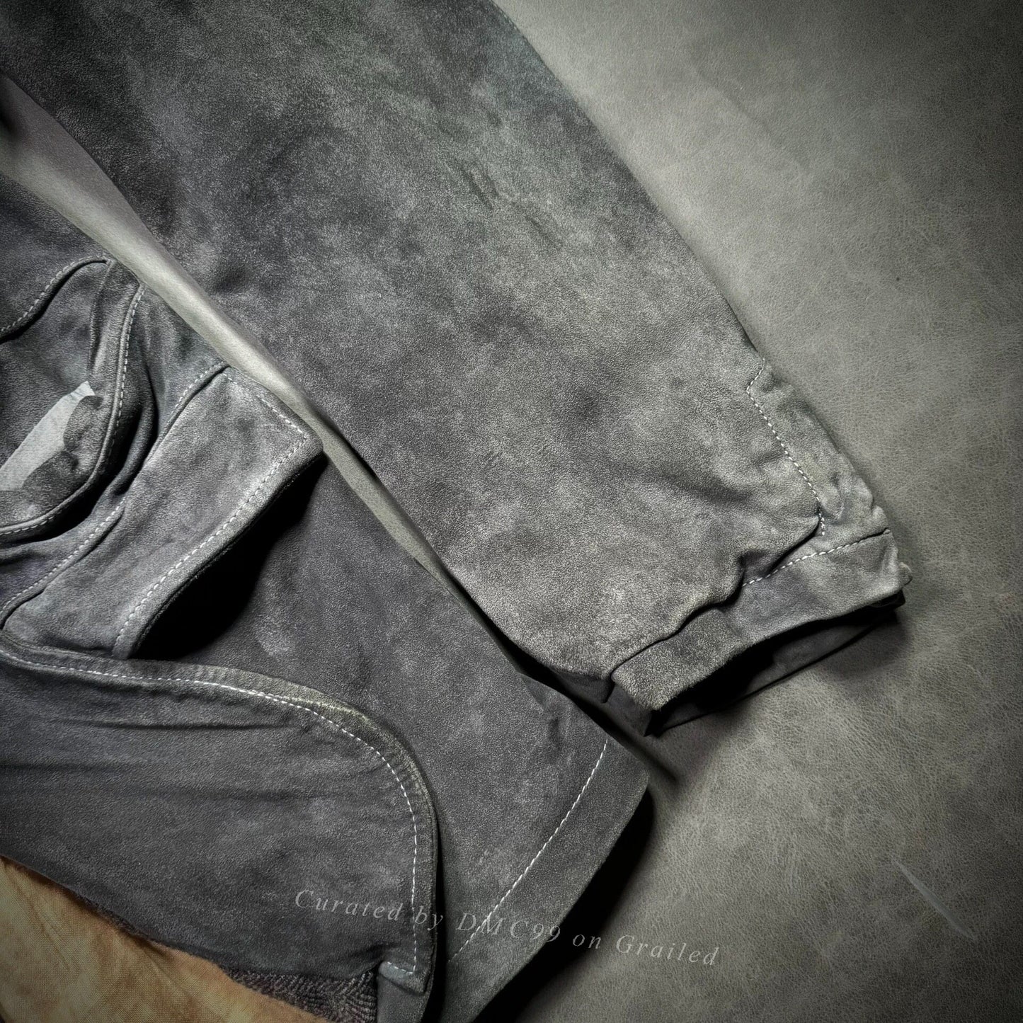 George Brato Men's Distressed Gray Suede Jacket
