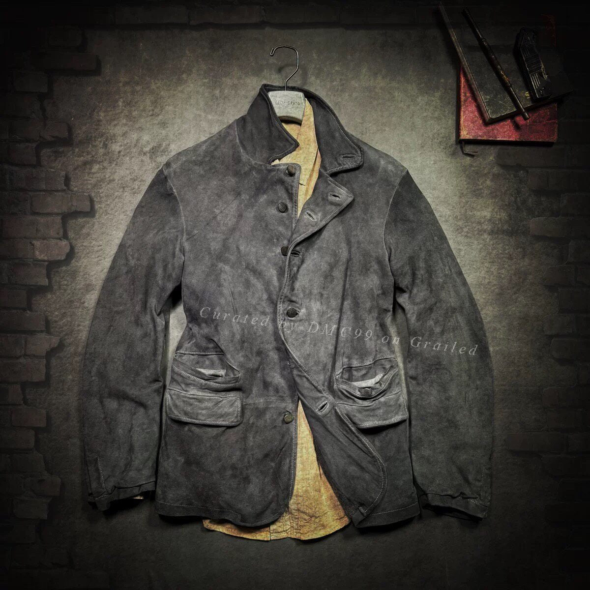 George Blatto Men's Distressed Gray Leather Jacket