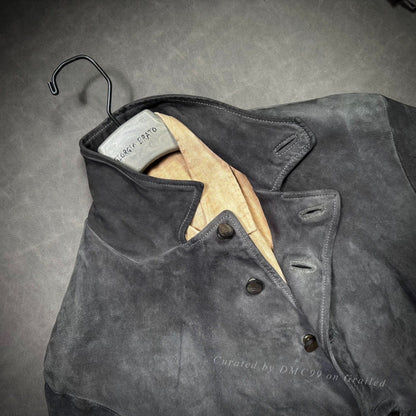 George Blatto Men's Distressed Gray Leather Jacket