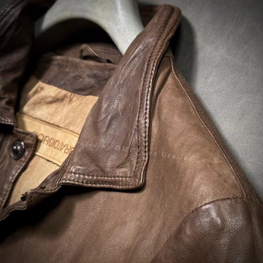 Giorgio Brato Men's Retro Leather Jacket