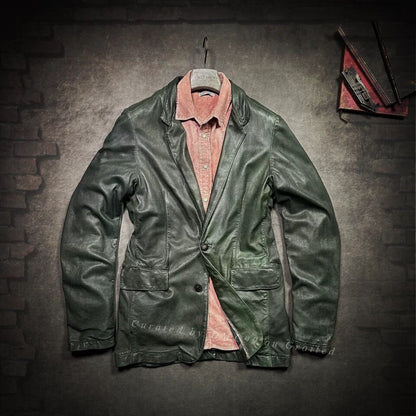 Giorgio Brato Men's Green Leather Jacket