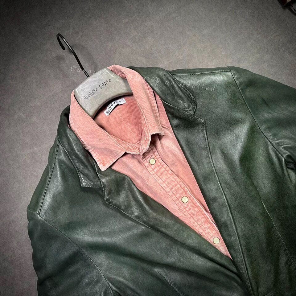 Giorgio Brato Men's Green Leather Jacket