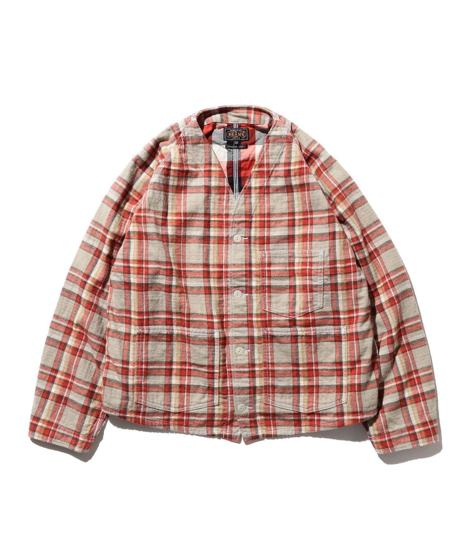 Beams Plus Red White Plaid Shirt Jacket
