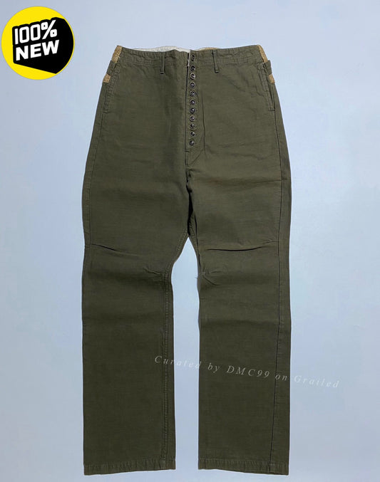 KAPITAL Cotton-Linen Spliced Riding Pants