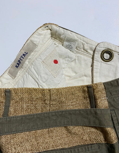 KAPITAL Cotton-Linen Spliced Riding Pants