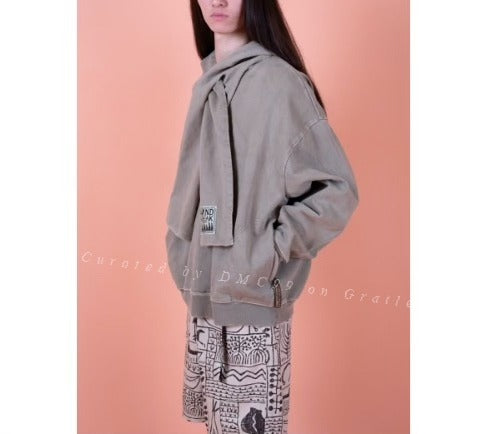 KAPITAL Pullover Hoodie with Integrated Scarf