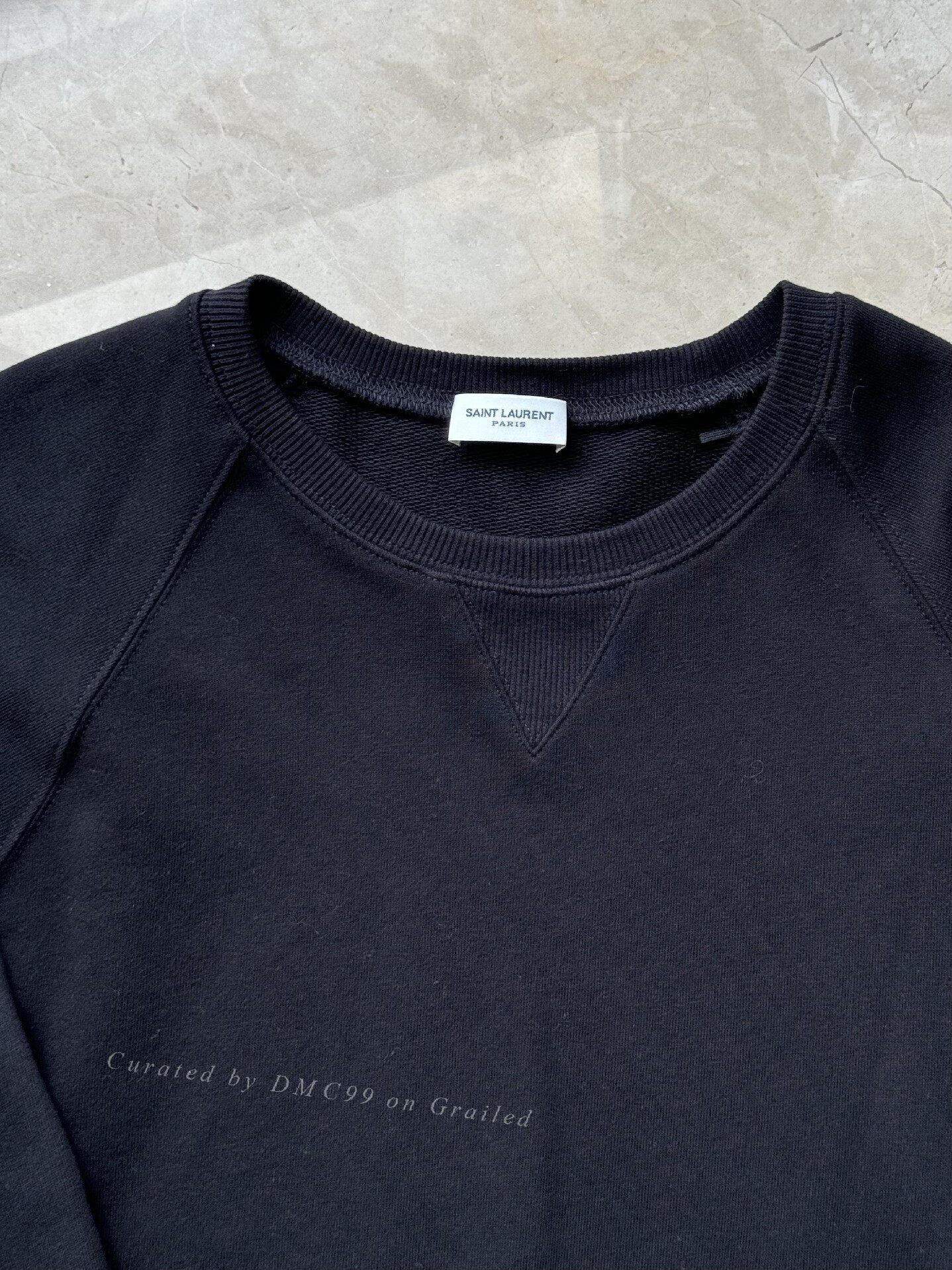 YSL Men's Patchwork Leather Crewneck Sweatshirt