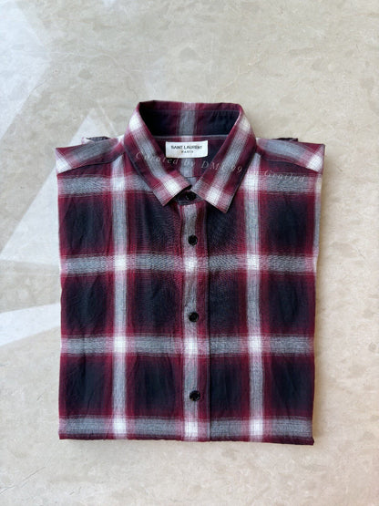 YSL Men's Red Plaid Shirt