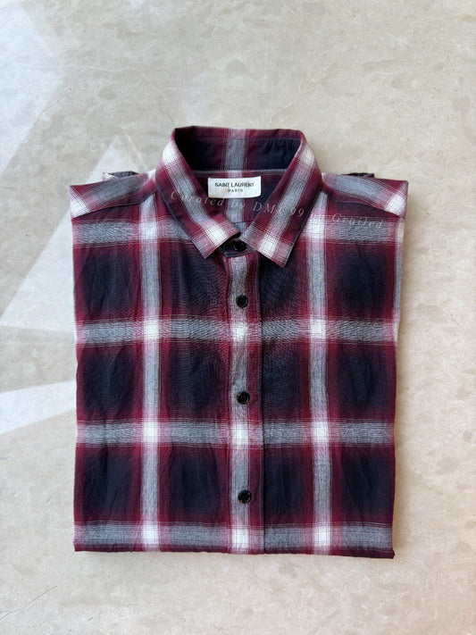 YSL Men's Red Plaid Shirt