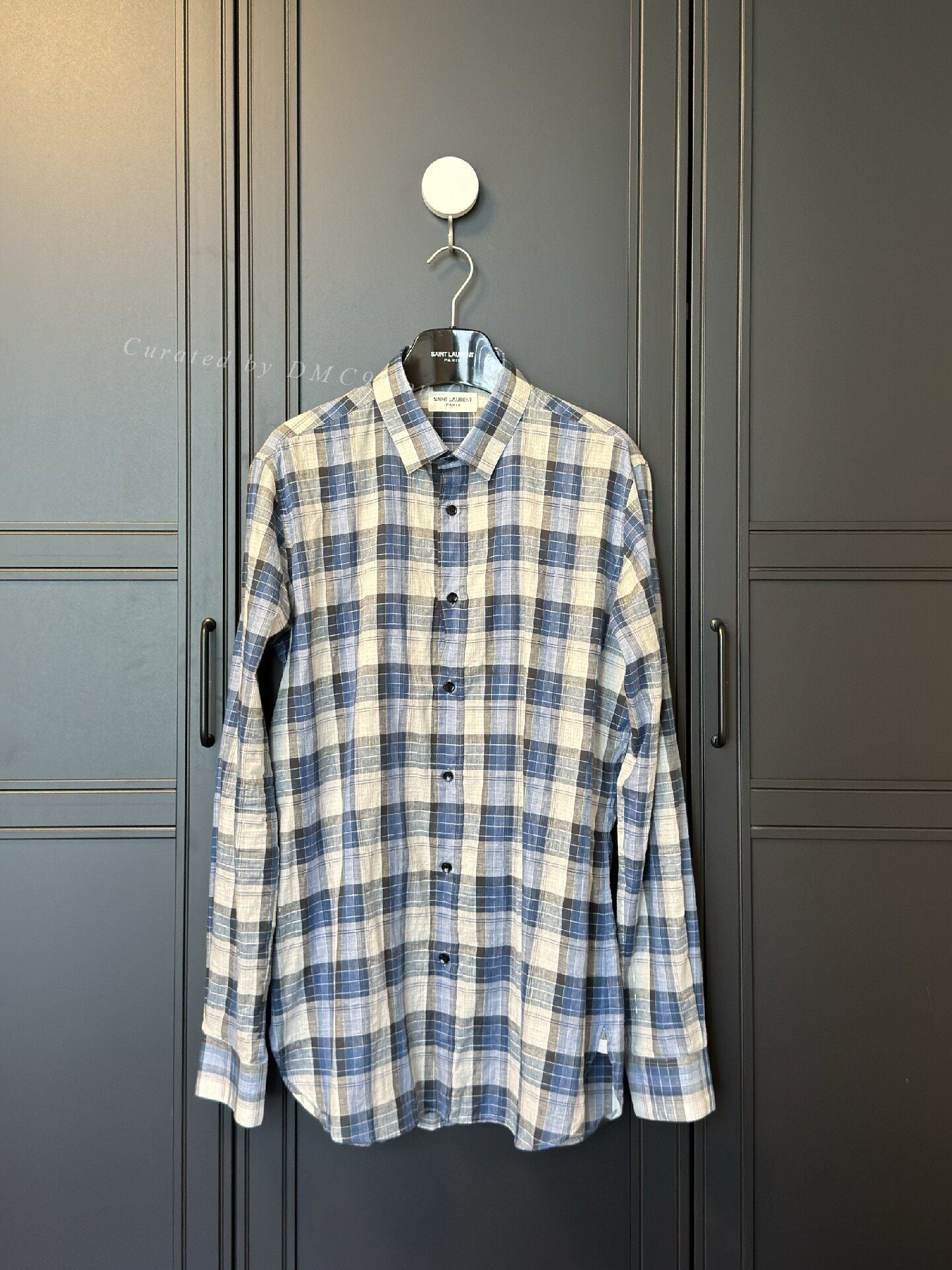 YSL Men's Blue Plaid Shirt