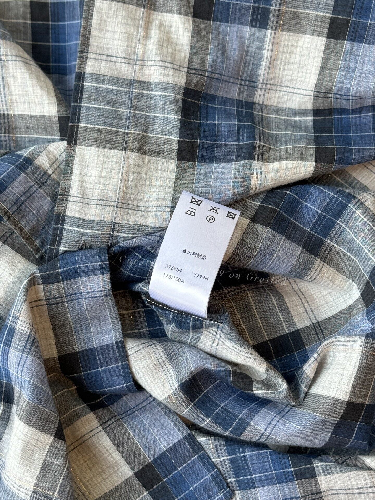 YSL Men's Blue Plaid Shirt