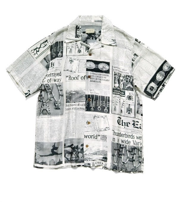 KAPITAL 23SS Pueblo Newspaper Silk Aloha Shirt